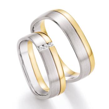 Nowotny-Collection Ruesch Trauringe Weiss-Gelbgold 66/45070-052 + 66/45080-052